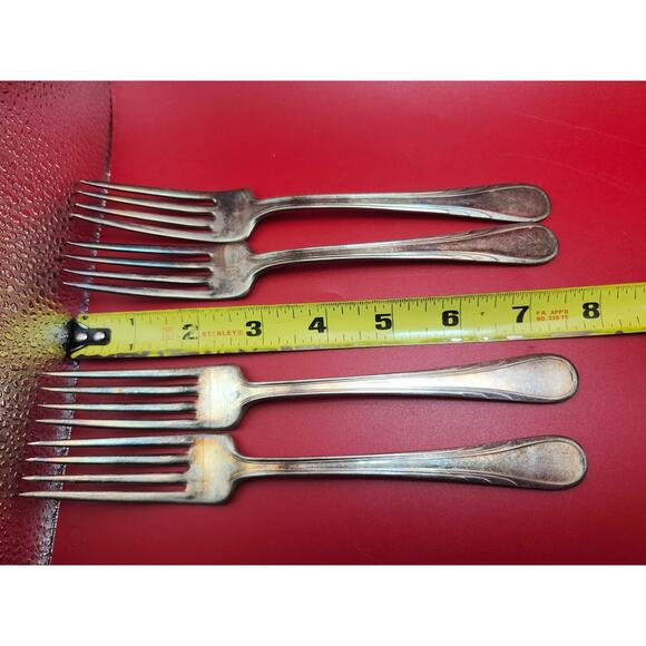 International Silver Argyle 1938 Silverplate Dinner Forks 7.5” Lot of 4 Vintage - Picture 2 of 8